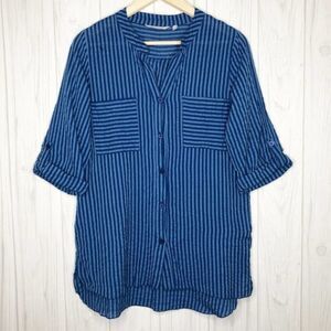 SOFT SURROUNDINGS Blue Striped Blouse 
